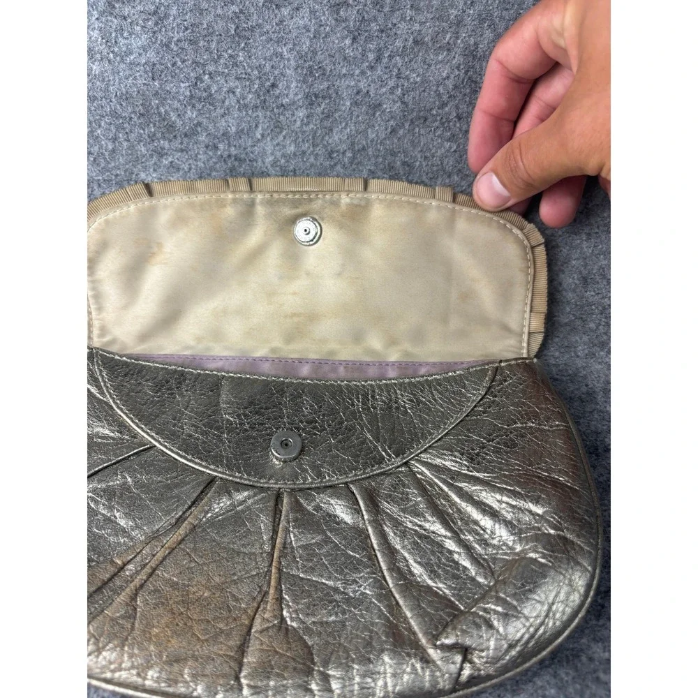 Coach Madison Wristlet Women Small Gold Metallic Leather Pleated 43403